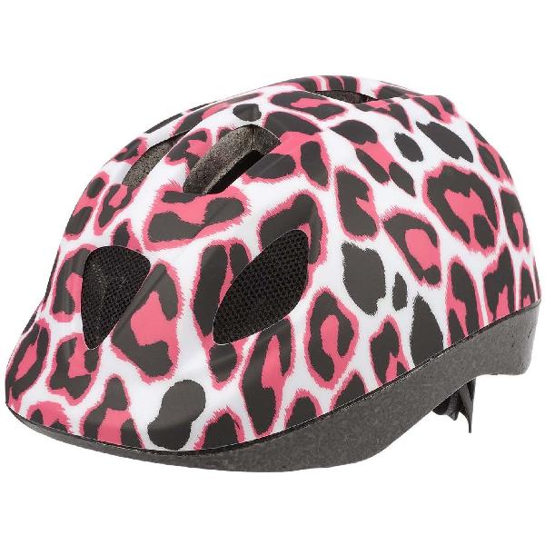 Polisport PolispGoudt kinderhelm Pinky Cheetah. maat: XS (46/53 cm), kleur: wit/roze