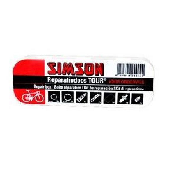 Simson Reparatiedoos Tour 11,5 cm aluminium rood/wit 15-delig