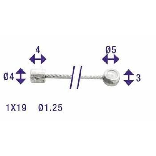 Elvedes Versnellingsbinnenkabel 2250mm 1×19 draads RVS Ø1,25mm met N-nippel Ø4×4 en T-nippel Ø5×3