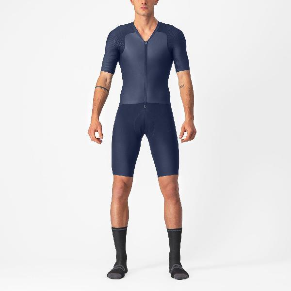 Castelli BTW speedsuit korte mouw blauw heren XL