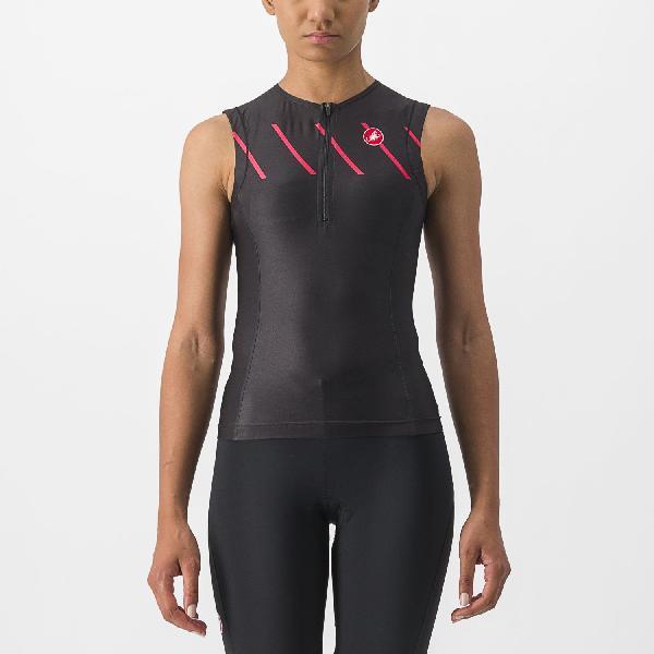 Castelli Free 2 W tri singlet zwart/rood dames L