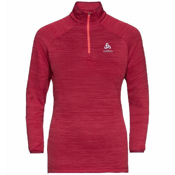 Odlo Run Easy Warm zip Millennium Element hardloopshirt lange mouw rood dames L