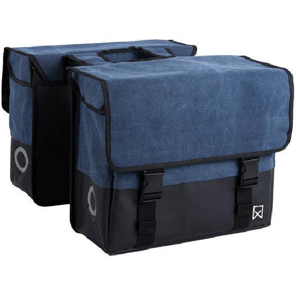 Dubbele fietstas Canvas Tas Plus 30L Blauw/Matzwart