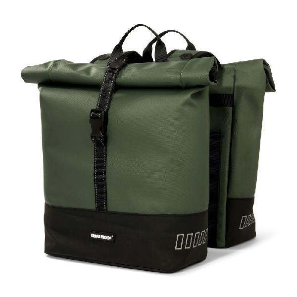 Dubbele fietstas Rolltop Recycled 38L Groen