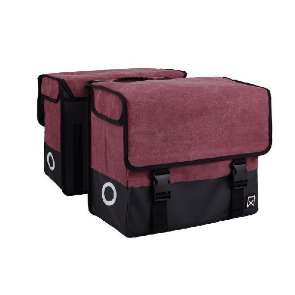 Dubbele Canvas Tas Plus Paarsrood/Matzwart 40L