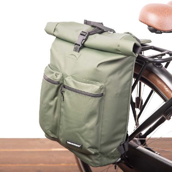 Enkele fietstas en rugtas Rolltop Backpack Recycled 20L Groen