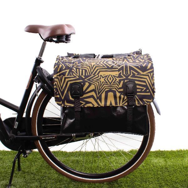 Dubbele fietstas Classic Gold Stars 46L