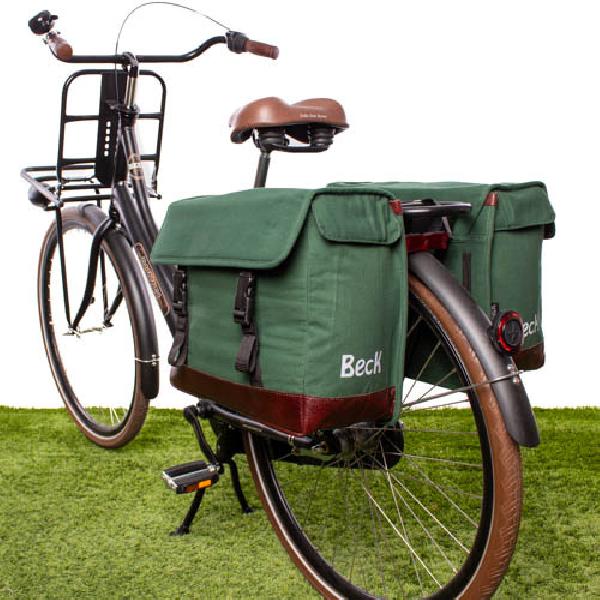 Dubbele fietstas Natural 38L Groen