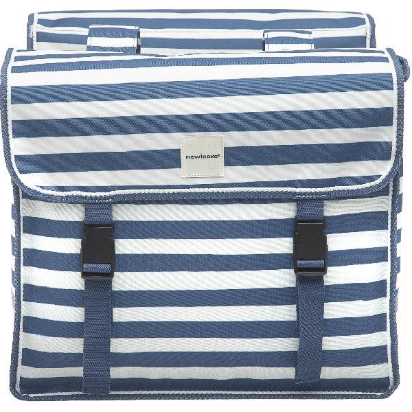 New Looxs Dubbele fietstas New Looxs Fiori Double - 30 liter - blue stripe