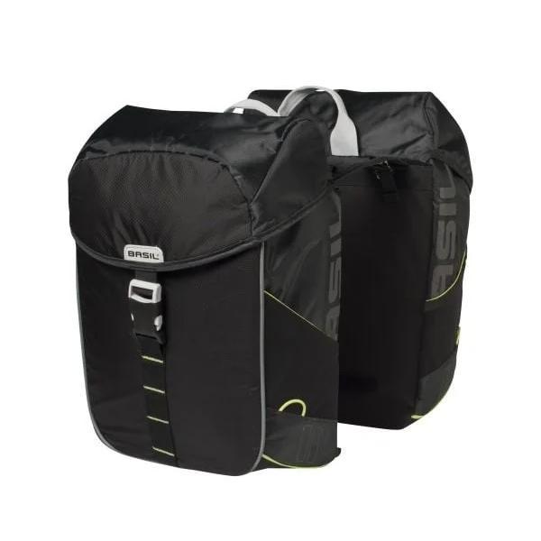 Basil Dubbele fietstas Basil Miles Double Bas 34 Liter - Zwart / Lime