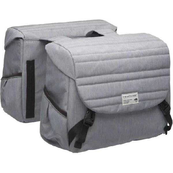 New Looxs Dubbele Fietstas New Looxs Mondi Joy Double - Quilted Grey - 38Ltr