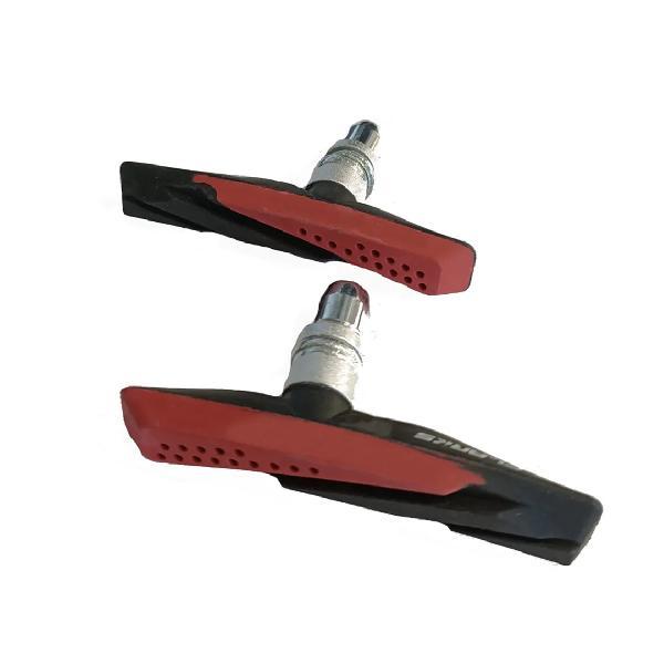 Falkx V-Brake Remschoenen 72mm - asymetrisch - Rood / Zwart