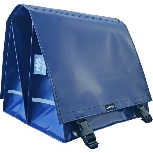 Dubbele Fietstas XL PVC 46L met uitsparing d blauw