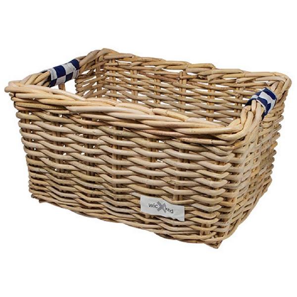 Rieten Fietsmand M Navy Checker naturel