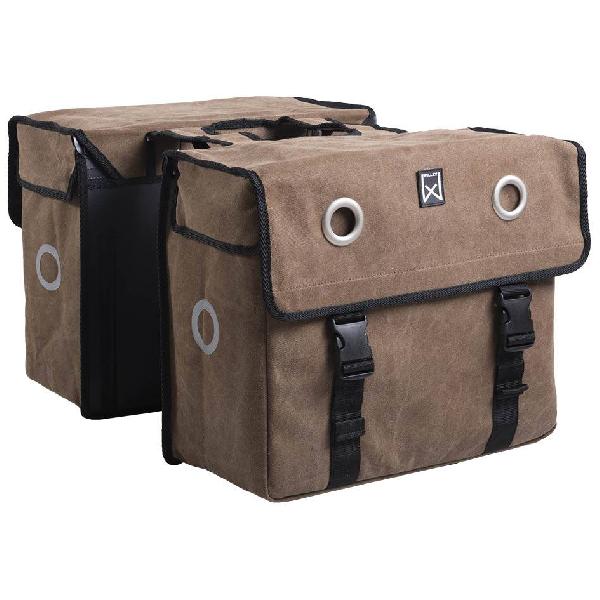 Dubbele fietstas Canvas Tas 52L Bruin