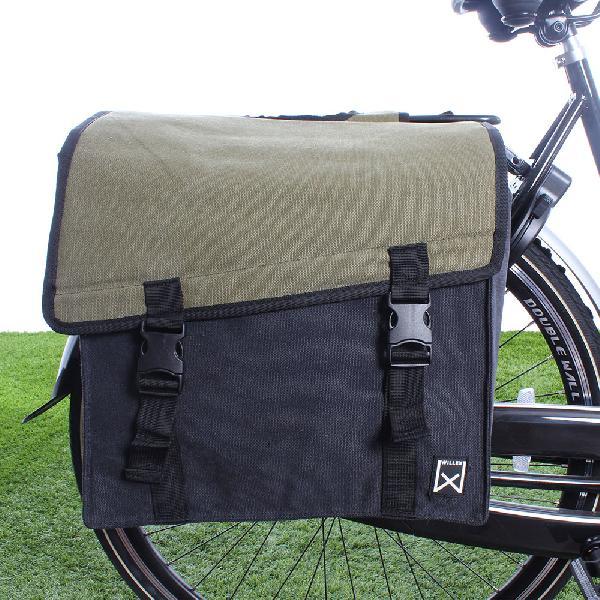 Dubbele fietstas Canvas Tas 101 38L Groen/Zwart