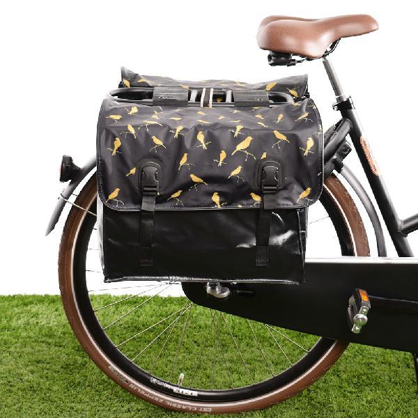 Dubbele fietstas Classic Gold Birds 46L