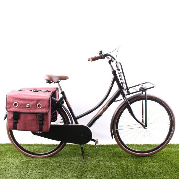 Dubbele fietstas Canvas Tas 52L Paarsrood