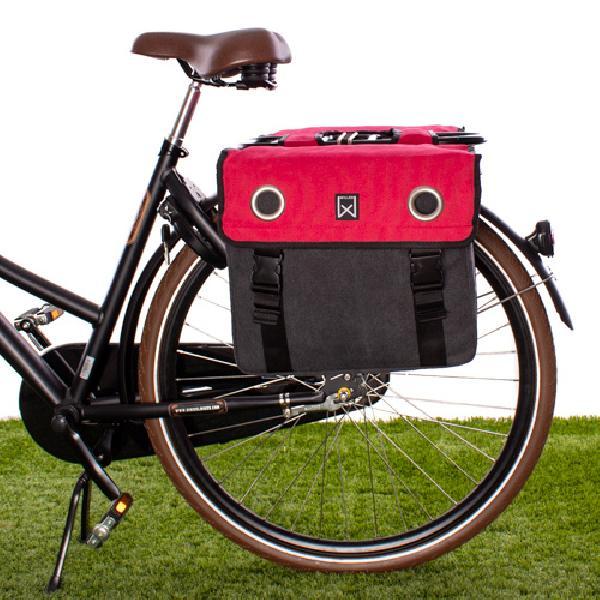 Dubbele fietstas Canvas Tas 30L Paradise Red/zwart