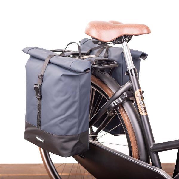 Dubbele fietstas Rolltop Recycled 38L Blauw