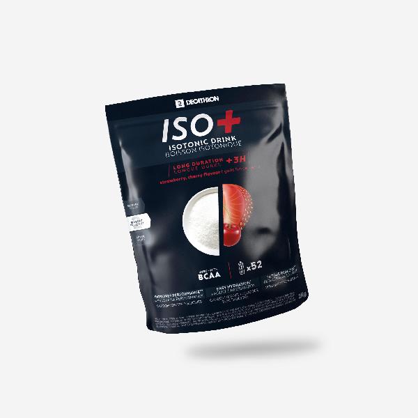 Poeder voor isotone sportdrank iso+ aardbei/kers 2 kg