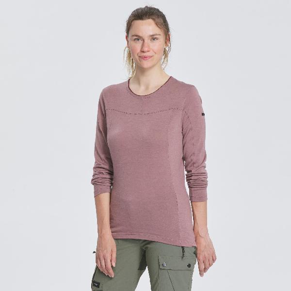 Merino shirt met lange mouwen dames mt500 paars