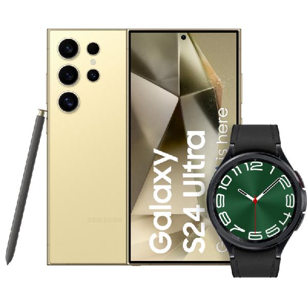 Samsung Galaxy S24 Ultra 256GB Geel 5G + Galaxy Watch 6 Classic Zwart 47mm