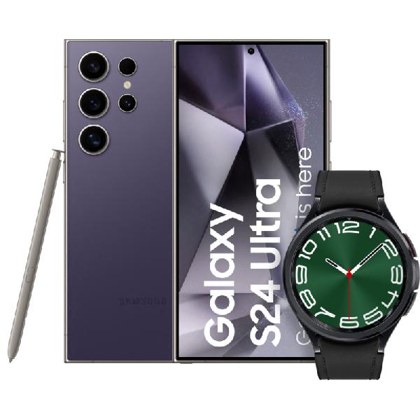 Samsung Galaxy S24 Ultra 512GB Paars 5G + Galaxy Watch 6 Classic Zwart 47mm