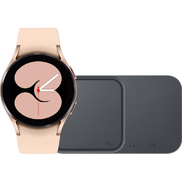 Samsung Galaxy Watch4 Roségoud 40mm + Duo Draadloze Oplader 15W Zwart