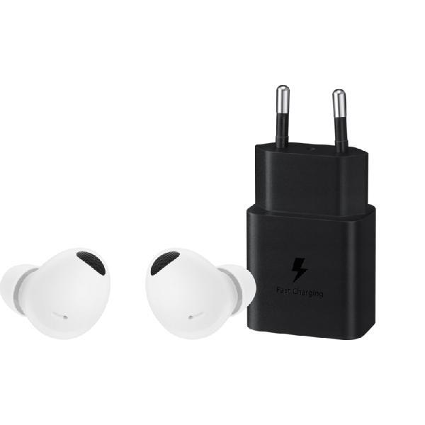 Samsung Galaxy Buds 2 Pro Wit + Samsung Power Delivery Oplader met Usb C Poort 15W Zwart