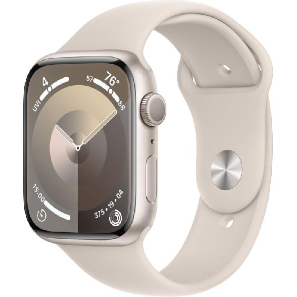 Apple Watch Series 9 45mm Starlight Aluminium Sportband S/M