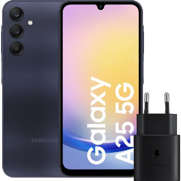 Samsung Galaxy A25 256GB Zwart 5G + Samsung Oplader 25 Watt Zwart