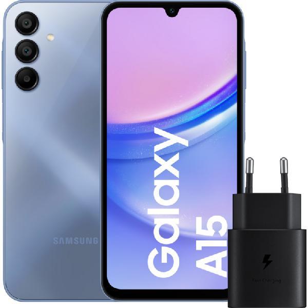 Samsung Galaxy A15 128GB Blauw 4G + Samsung Oplader 25 Watt Zwart