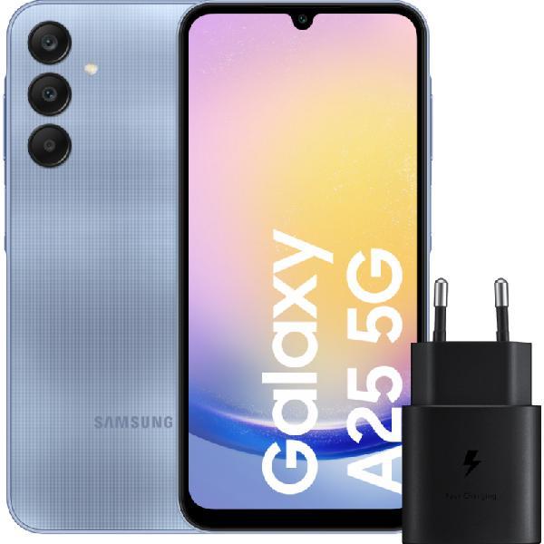 Samsung Galaxy A25 128GB Blauw 5G + Samsung Oplader 25 Watt Zwart