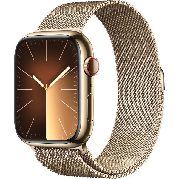 Apple Watch Series 9 4G 45mm Goud Rvs Milanese Polsband