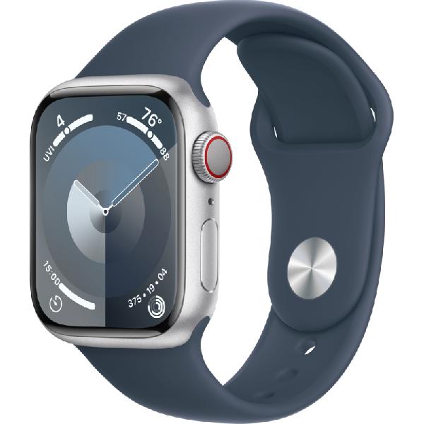 Apple Watch Series 9 4G 41mm Zilver Aluminium Sportband Blauw S/M