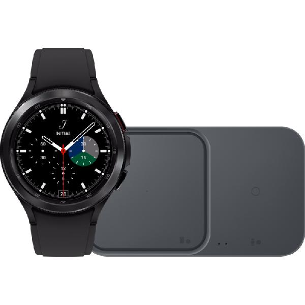 Samsung Galaxy Watch4 Classic Zwart 46mm + Duo Draadloze Oplader 15W Zwart