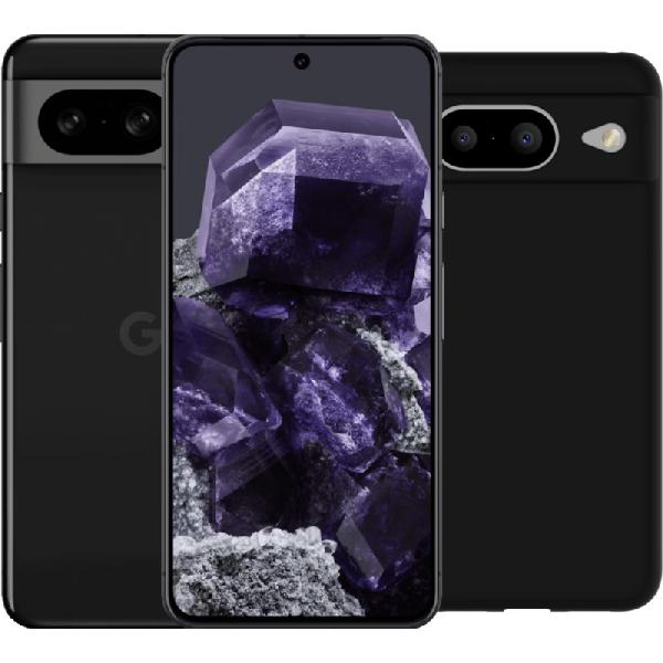 Google Pixel 8 128GB Zwart 5G + BlueBuilt Back Cover Zwart