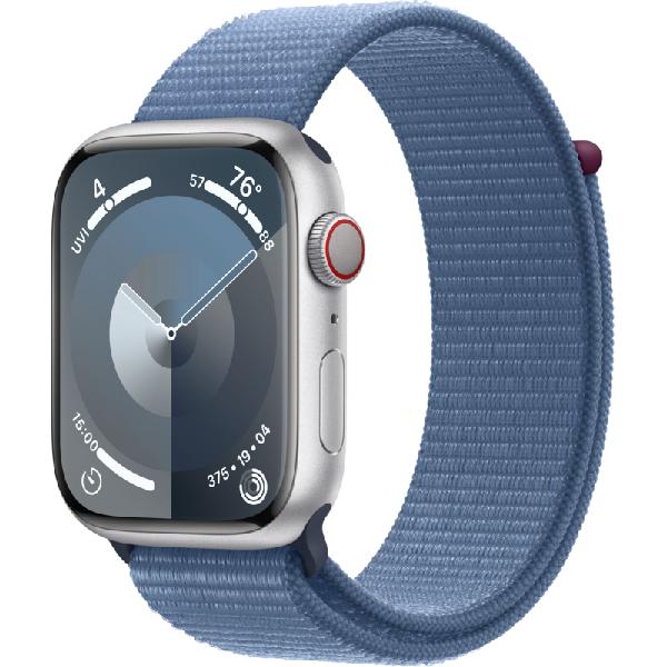 Apple Watch Series 9 45mm Zilver Aluminium Sport Loop