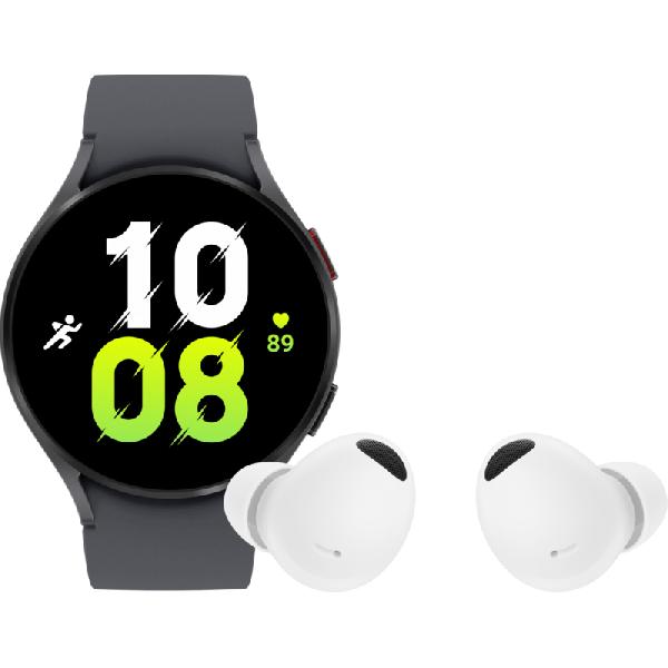 Samsung Galaxy Watch5 Zwart 44mm + Samsung Buds2 Pro Wit