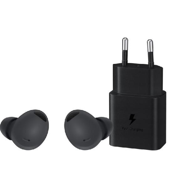 Samsung Galaxy Buds 2 Pro Zwart + Samsung Power Delivery Oplader met Usb C Poort 15W Zwart