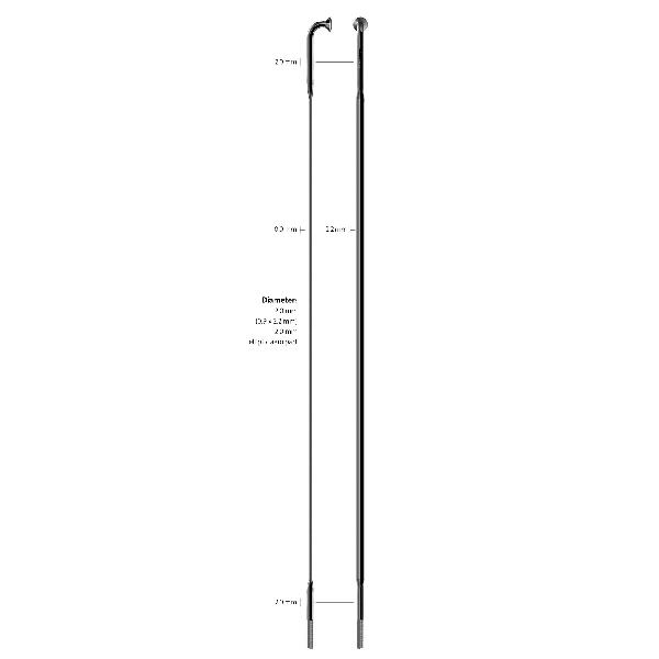 Sapim Spaak 14-244 CX-Ray plat zwart met nippel (20st)