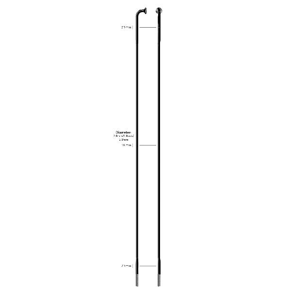 Sapim Spaak 14-254L Race RVS zwart zonder nippel (100st)