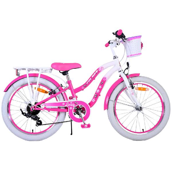 Volare Meisjesfiets Lovely 20 Inch 27,5 cm Meisjes 7V V-Brakes Roze/Wit