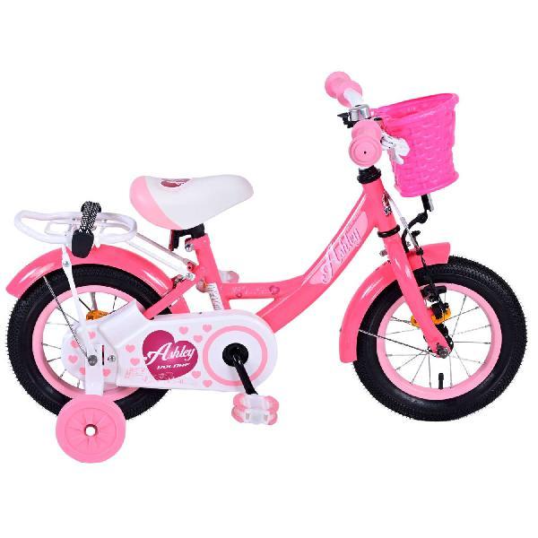 Volare Meisjesfiets Ashley 12 Inch 21,5 cm Meisjes Terugtraprem Donkerroze