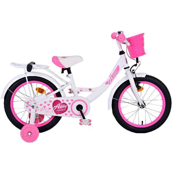 Volare Meisjesfiets Ashley 18 Inch 25 cm Meisjes Terugtraprem Wit/Roze