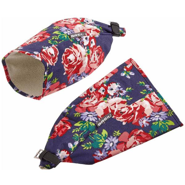 Basil Fiets Handwarmers Set - Roses - blauw/rood