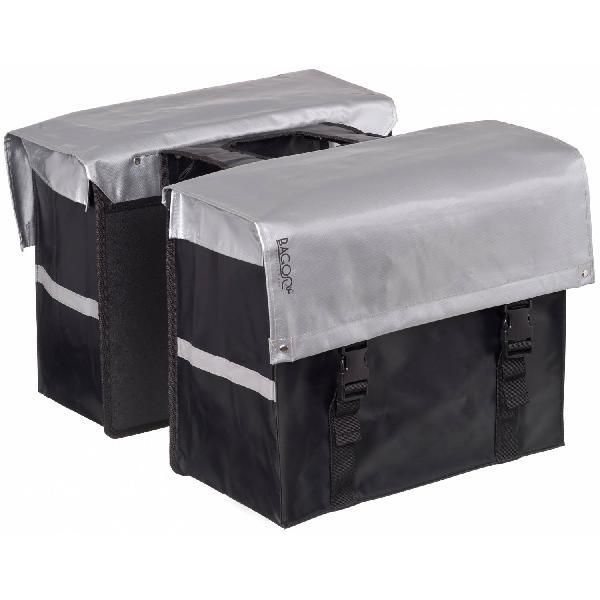 Bagoo dubbele fietstas Bisonyl 58 liter zilver/zwart