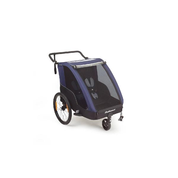 Polisport kinderaanhangwagen kidcar met wandelset grijs/blauw