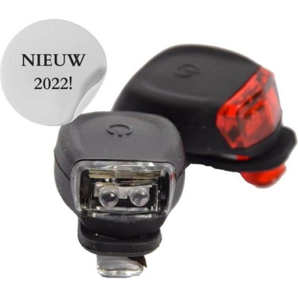 Fietsverlichting LED voorlicht en achterlicht siliconen set 2X - hardloop verlichting - fietslampje kinderen -